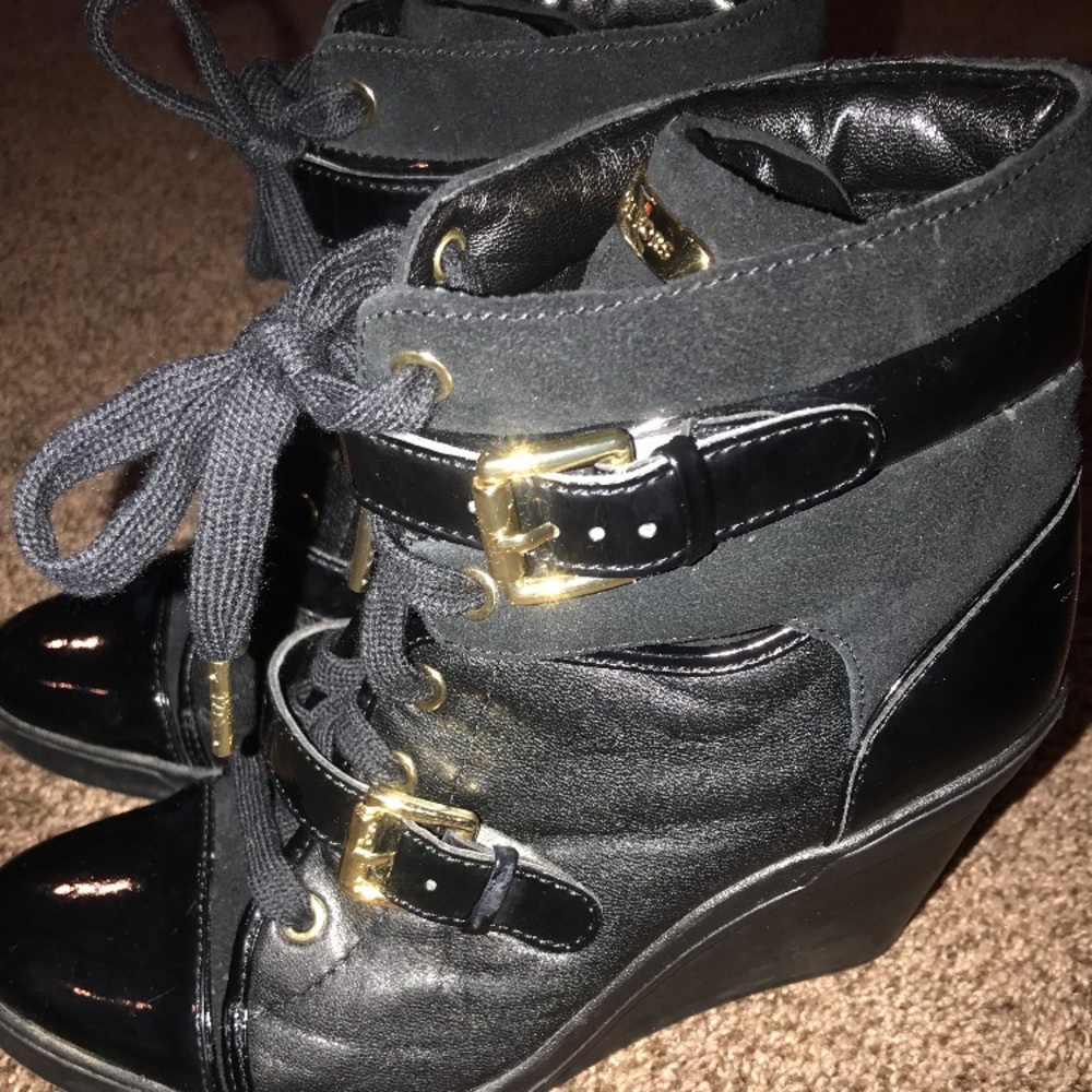 Michael Kors Black Wedge Sneakers Size 9